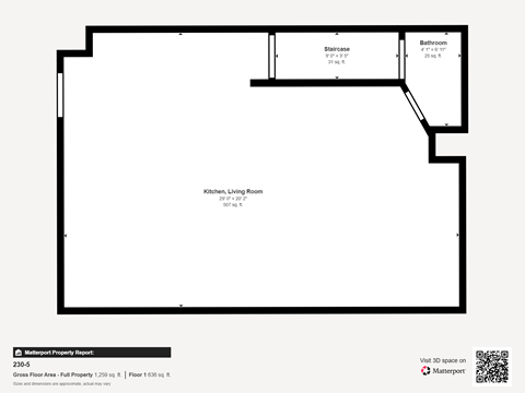 Floor plan for 2 beds, 1.5 baths, 1262 sqft